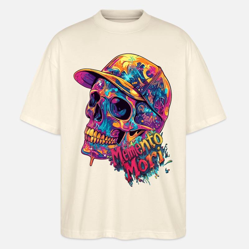 Totenkopf mit Basecap - Stanley/Stella Oversized Unisex Bio T-Shirt Blaster 2.0 - Natur