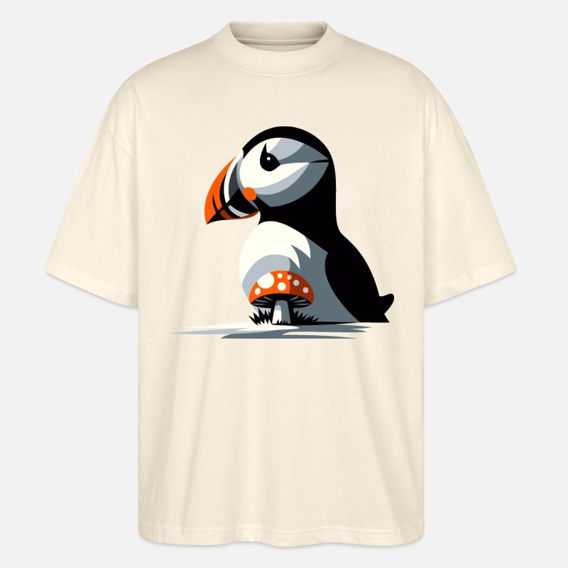 Puffin and toadstool - Stanley/Stella Oversized Unisex Organic T-shirt Blaster 2.0 - soft Ecru