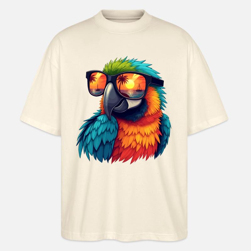 Papagei mit Sonnenbrille - Stanley/Stella Oversized Unisex Bio T-Shirt Blaster 2.0 - Natur