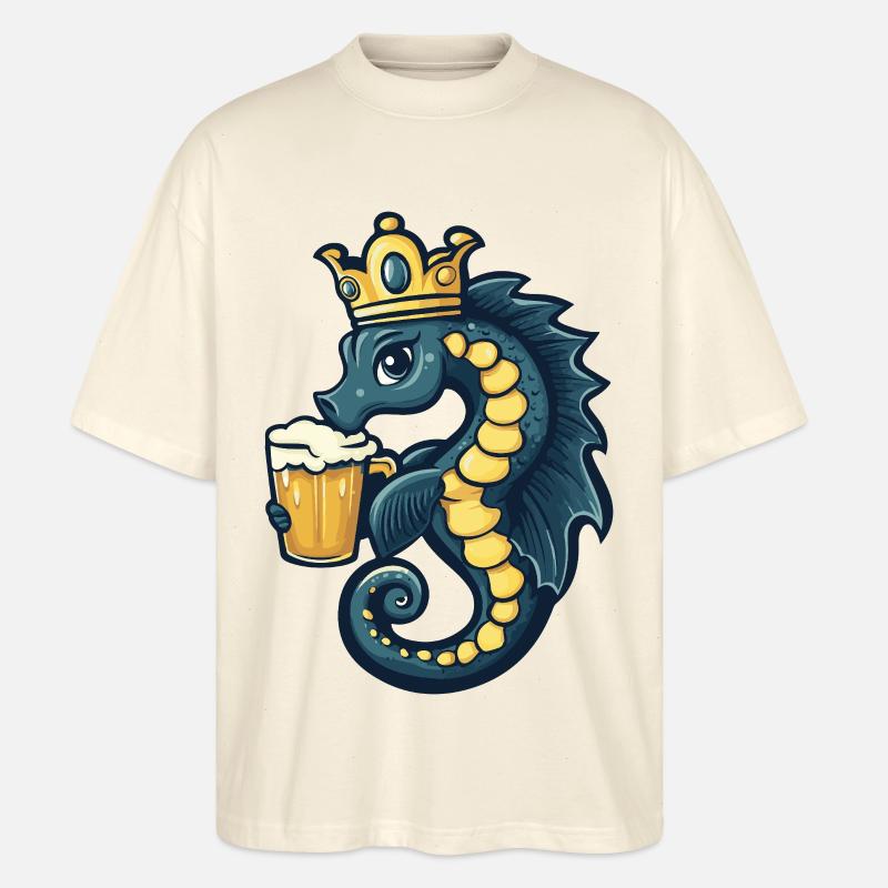 Seepferd Bier Lustig - Stanley/Stella Oversized Unisex Bio T-Shirt Blaster 2.0 - Natur