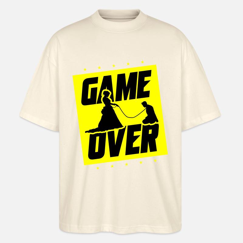 Hochzeit Game Over Junggesellenabschied - Stanley/Stella Oversized Unisex Bio T-Shirt Blaster 2.0 - Natur