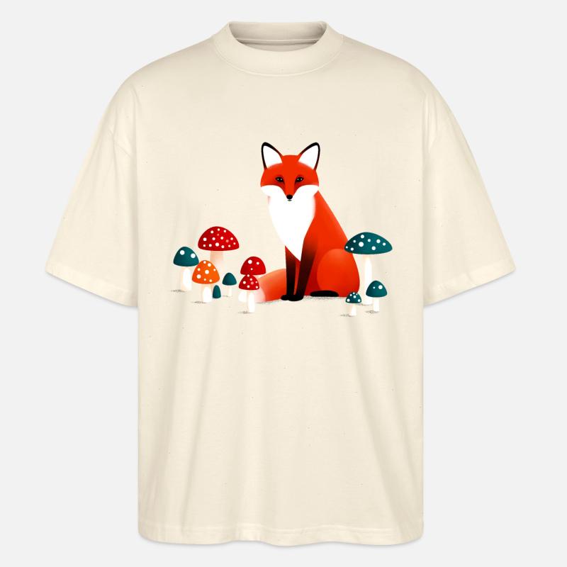 Renard aux champignons - T-shirt bio Blaster 2.0 coupe oversize Stanley/Stella Unisexe - écru doux
