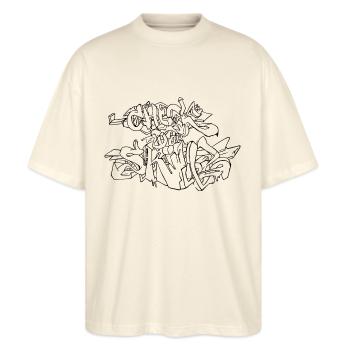 CHECK YOUR SKILLS - Stanley/Stella Oversized Unisex Bio T-Shirt Blaster 2.0 - Natur - Vorne - Alina (178cm) & Michal (187cm)