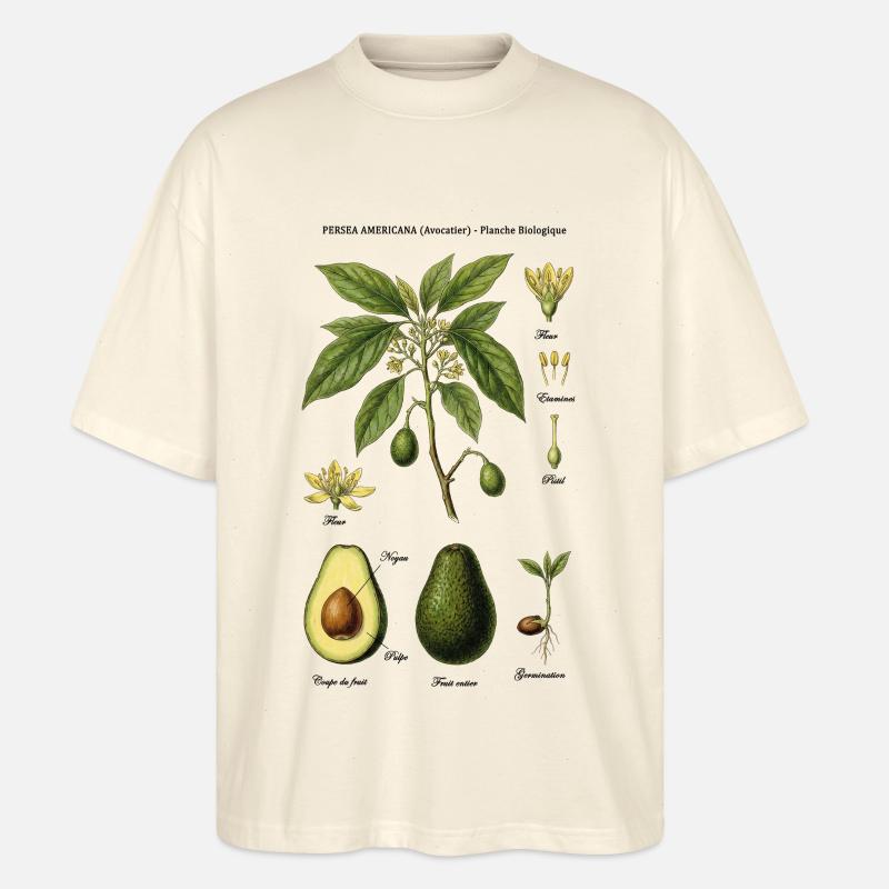 Botanical Board Avocado Tree Nature Study - Stanley/Stella Oversized Unisex Organic T-shirt Blaster 2.0 - soft Ecru