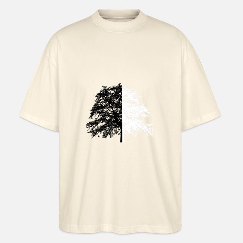 Baum Baum Schwarz Weiß Illusion - Stanley/Stella Oversized Unisex Bio T-Shirt Blaster 2.0 - Natur