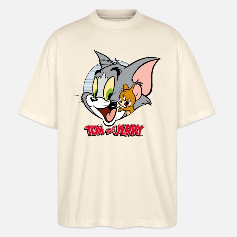 Tom Und Jerry Verschmust - Stanley/Stella Oversized Unisex Bio T-Shirt Blaster 2.0 - Natur
