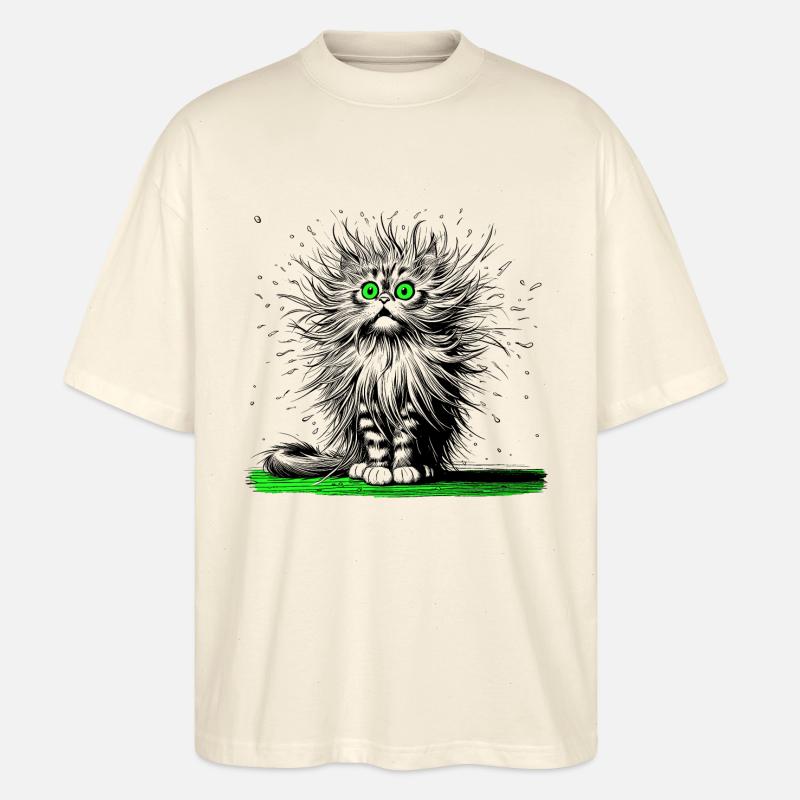 Katze, Comic, witzig, lustig - Stanley/Stella Oversized Unisex Bio T-Shirt Blaster 2.0 - Natur