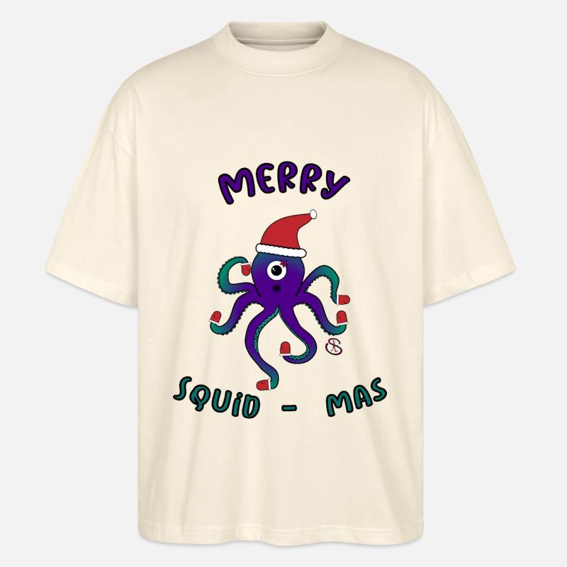 Merry Squid-Mas - Stanley/Stella Oversized Unisex Bio T-Shirt Blaster 2.0 - Natur
