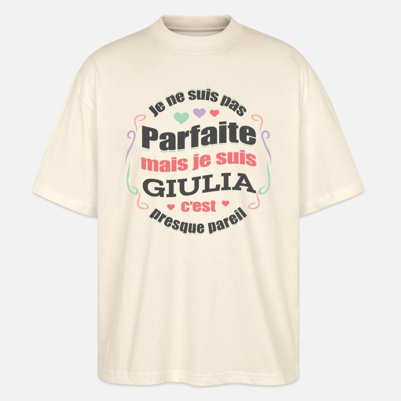 GIULIA PARFAITE - PRENOM GIULIA - T-shirt bio Blaster 2.0 coupe oversize Stanley/Stella Unisexe - écru doux
