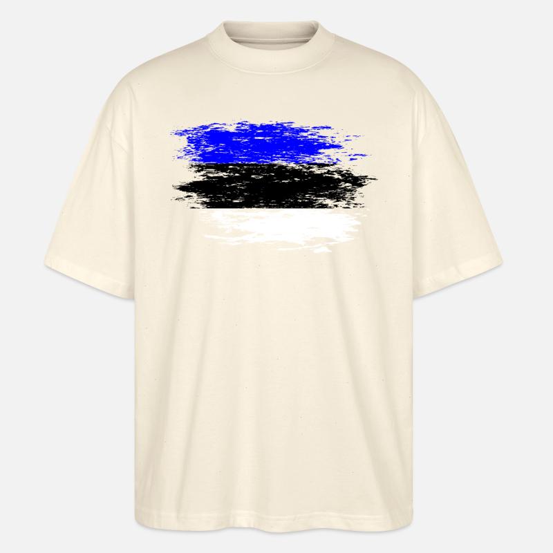Drapeau de l’Estonie utilisé - T-shirt bio Blaster 2.0 coupe oversize Stanley/Stella Unisexe - écru doux