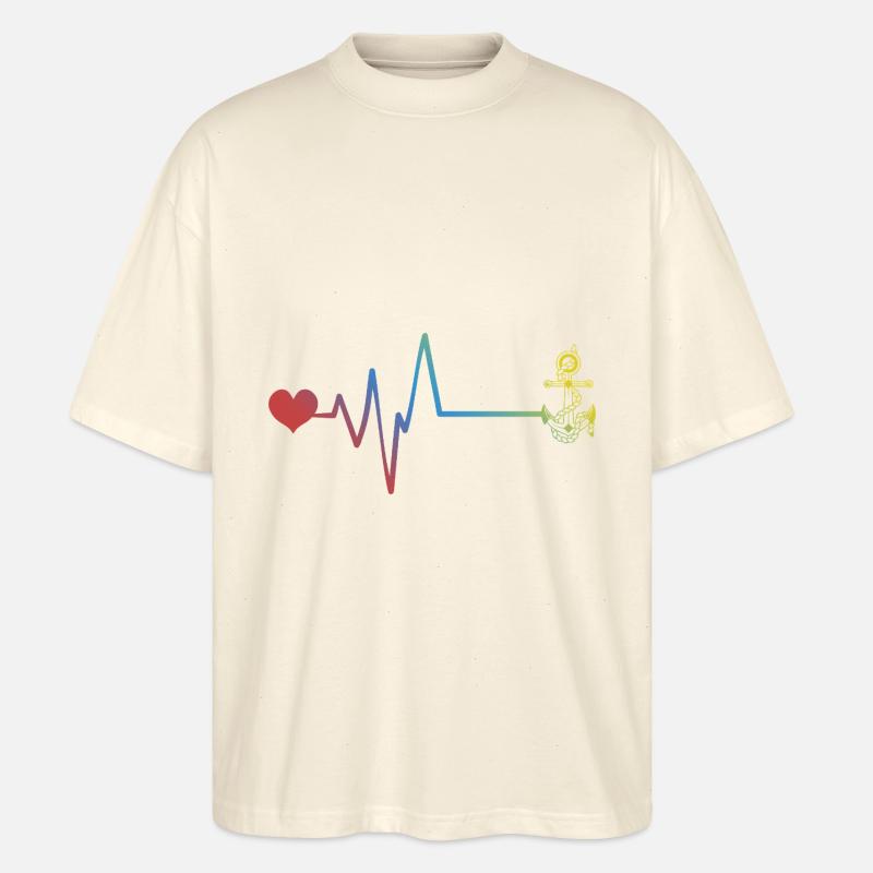 Anchor pulse heartbeat - Stanley/Stella Oversized Unisex Organic T-shirt Blaster 2.0 - soft Ecru
