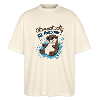 Otterliebe – Niedliches Geschenk für deinen Liebli - Stanley/Stella Oversized Unisex Bio T-Shirt Blaster 2.0 - Natur - Vorne - Alina (178cm) & Michal (187cm)