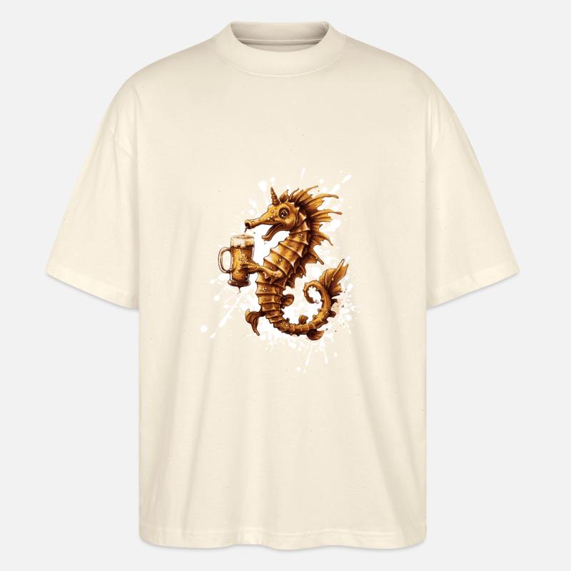 Seepferd Bier Lustig - Stanley/Stella Oversized Unisex Bio T-Shirt Blaster 2.0 - Natur
