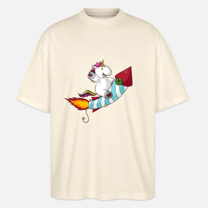 Comic Raketen Einhorn - Stanley/Stella Oversized Unisex Bio T-Shirt Blaster 2.0 - Natur