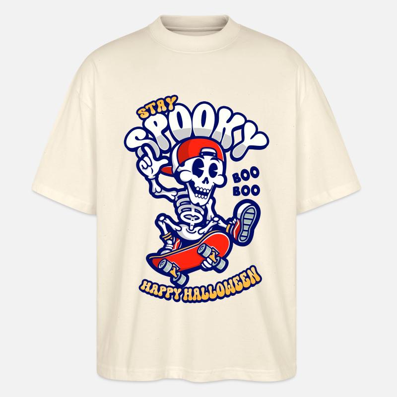 Halloween Skeleton Rides Skateboard - T-shirt bio Blaster 2.0 coupe oversize Stanley/Stella Unisexe - écru doux