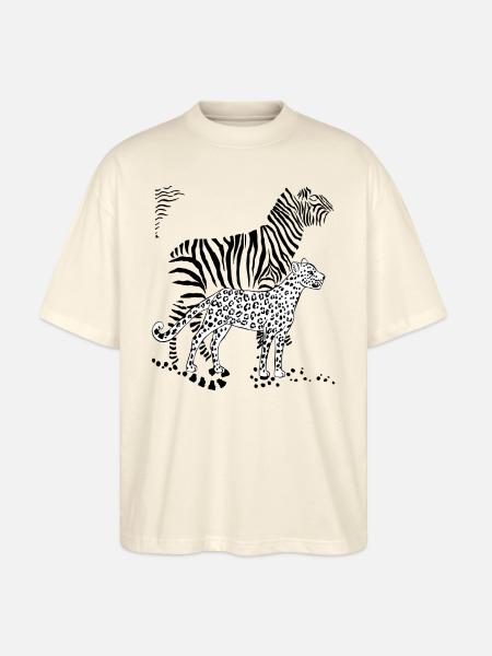 Leopard and Zebra - Stanley/Stella Oversized Unisex Organic T-shirt Blaster 2.0 - soft Ecru