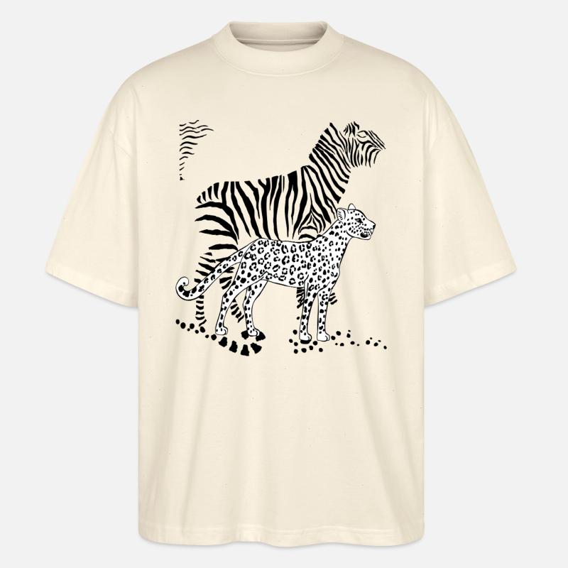 Léopard et zèbre - T-shirt bio Blaster 2.0 coupe oversize Stanley/Stella Unisexe - écru doux