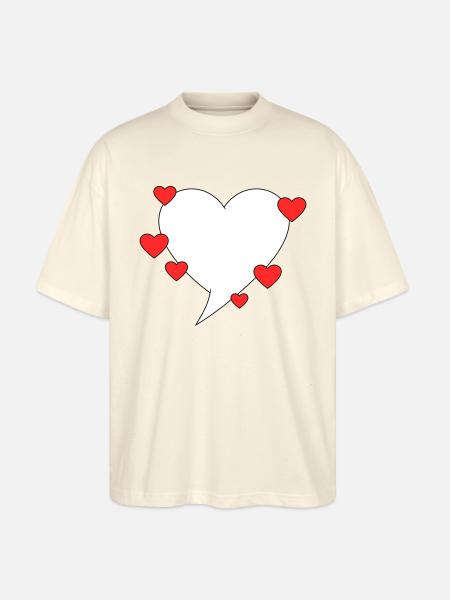 Speech bubble with hearts - Stanley/Stella Oversized Unisex Organic T-shirt Blaster 2.0 - soft Ecru