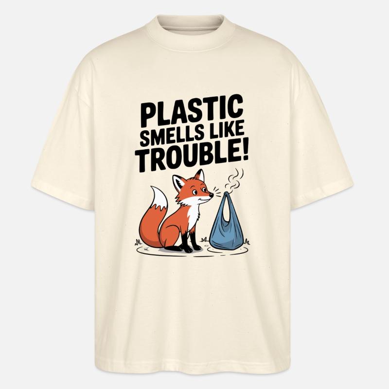 Plastic is a problem - Stanley/Stella Oversized Unisex Organic T-shirt Blaster 2.0 - soft Ecru