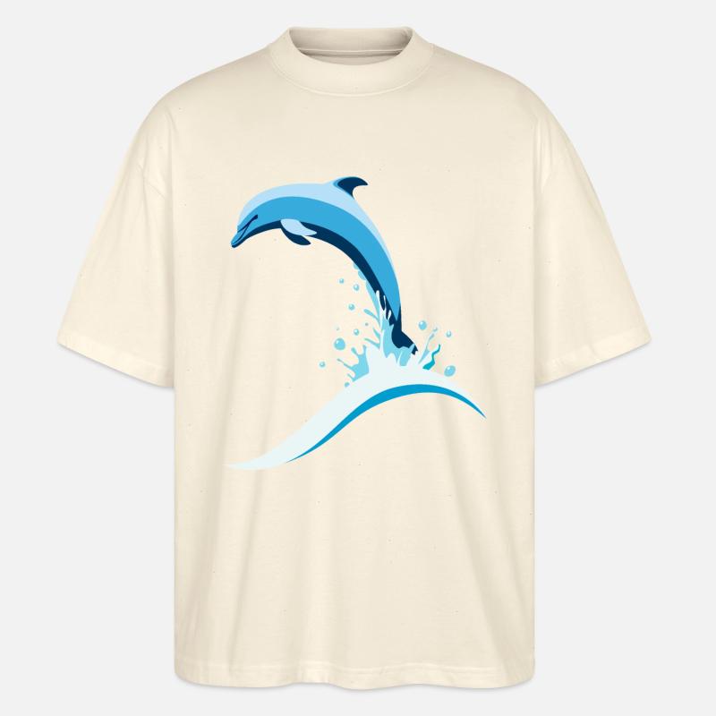 Springender Delfin - Stanley/Stella Oversized Unisex Bio T-Shirt Blaster 2.0 - Natur