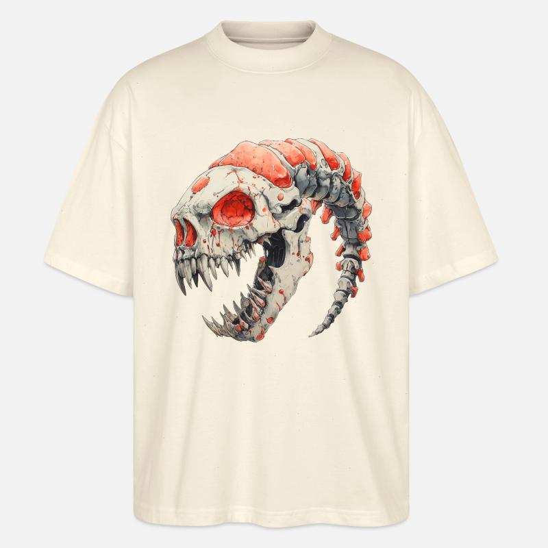 Alien Skull Horror - Stanley/Stella Oversized Unisex Organic T-shirt Blaster 2.0 - soft Ecru