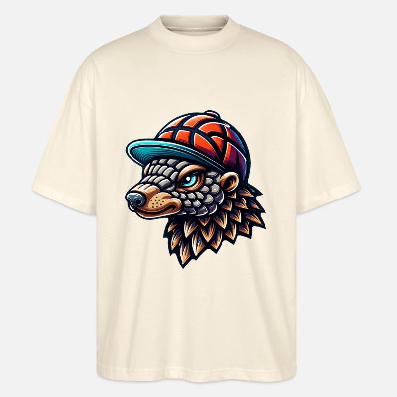 Cooles Pangolin mit Basecap - Stanley/Stella Oversized Unisex Bio T-Shirt Blaster 2.0 - Natur