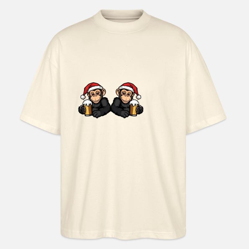 Affe Weihnachten Bier Team - Stanley/Stella Oversized Unisex Bio T-Shirt Blaster 2.0 - Natur