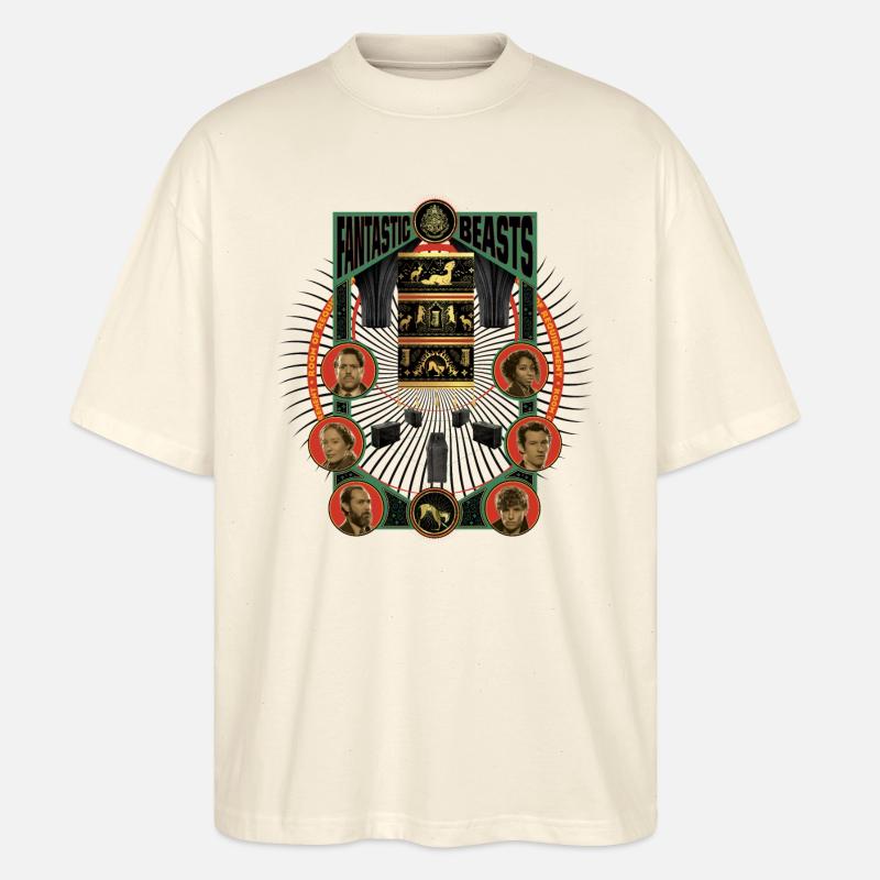Fantastic Beasts 3 Room of Requirement - Stanley/Stella Blaster 2.0 Unisex Oversized Luomu T-paita - pehmeä ecru