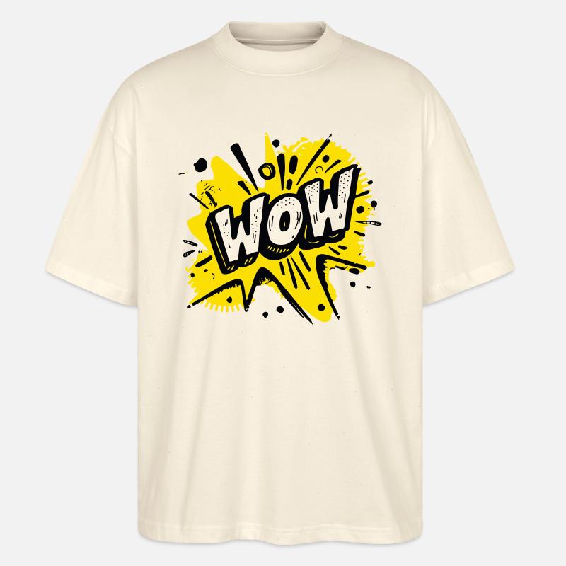 Comic Pop Art "Wow" - Stanley/Stella Oversized Unisex Bio T-Shirt Blaster 2.0 - Natur