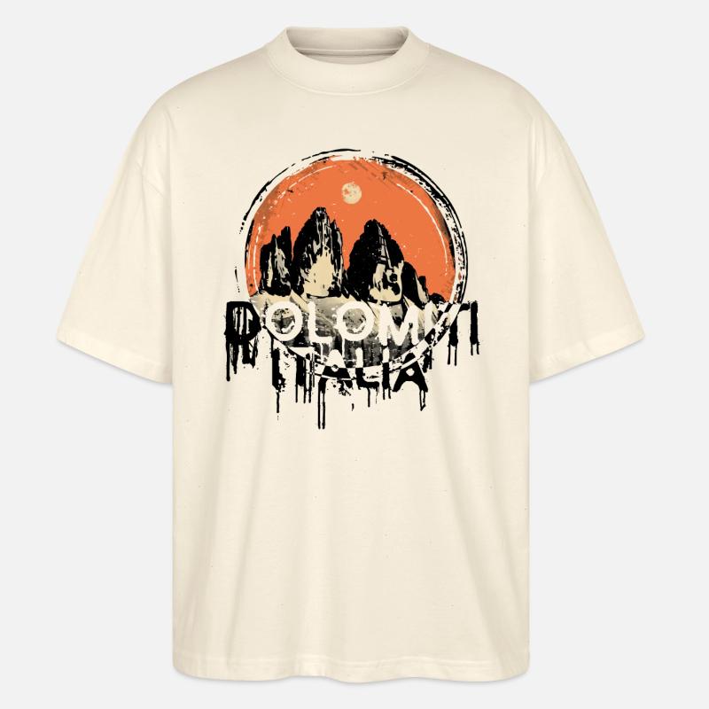 Souvenir Dolomiti Italia Dolomites Three Peaks - T-shirt bio Blaster 2.0 coupe oversize Stanley/Stella Unisexe - écru doux