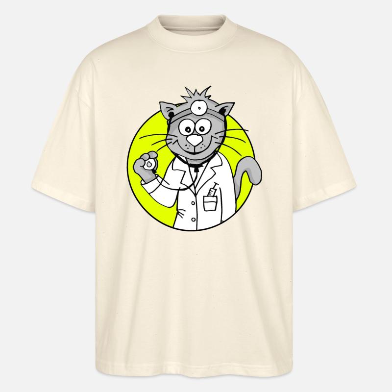 Retro Arzt-Katze - Beruf Arzt - Stanley/Stella Oversized Unisex Bio T-Shirt Blaster 2.0 - Natur