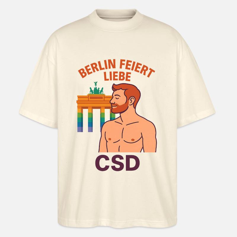 Berlin feiert Liebe CSD Mann - Stanley/Stella Oversized Unisex Bio T-Shirt Blaster 2.0 - Natur