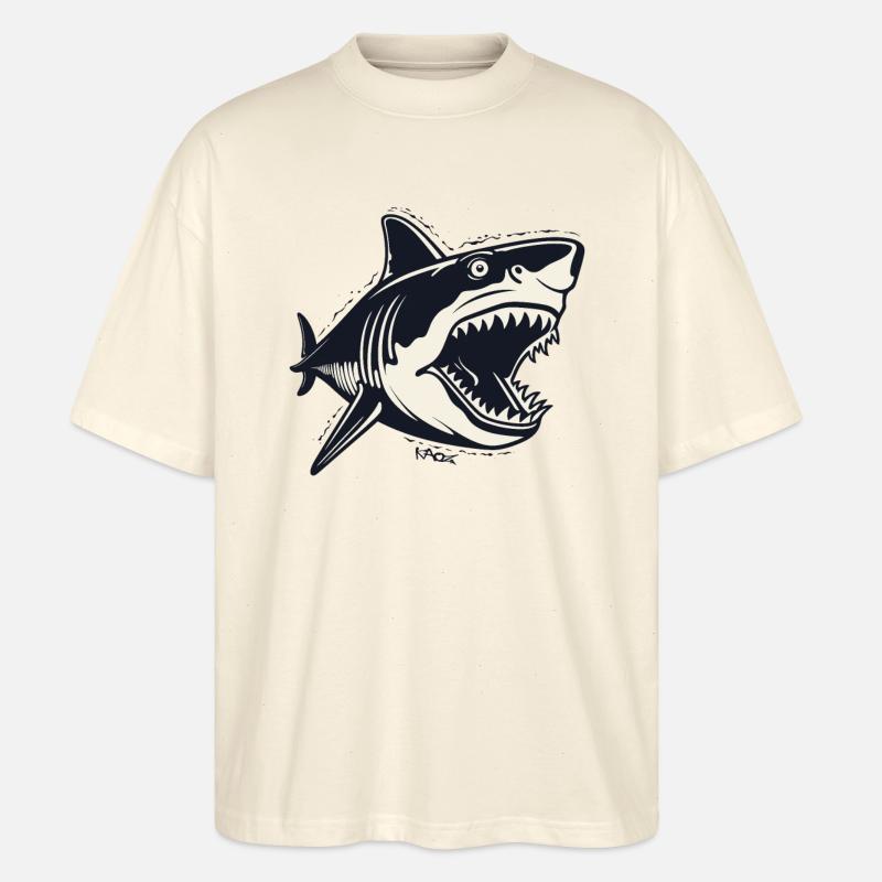Un requin de dessin animé à l’ancienne - T-shirt bio Blaster 2.0 coupe oversize Stanley/Stella Unisexe - écru doux