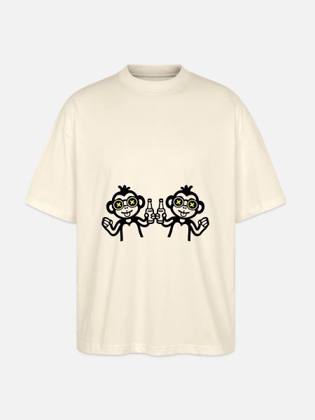 Monkeys Drinking Team Beer - Stanley/Stella Oversized Unisex Organic T-shirt Blaster 2.0 - soft Ecru
