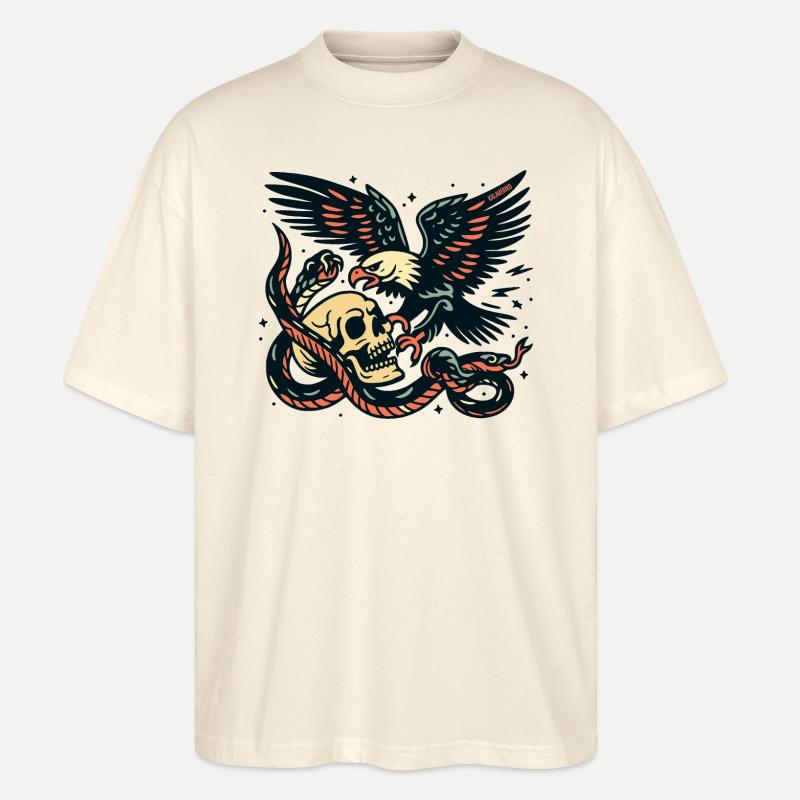 Adler mit Schlange - Stanley/Stella Oversized Unisex Bio T-Shirt Blaster 2.0 - Natur
