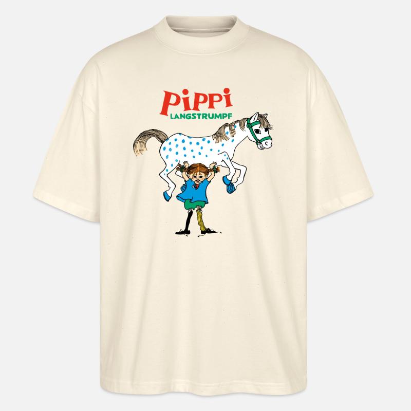 Pippi Langstrumpf Pippi Und Kleiner Onkel - Stanley/Stella Oversized Unisex Bio T-Shirt Blaster 2.0 - Natur