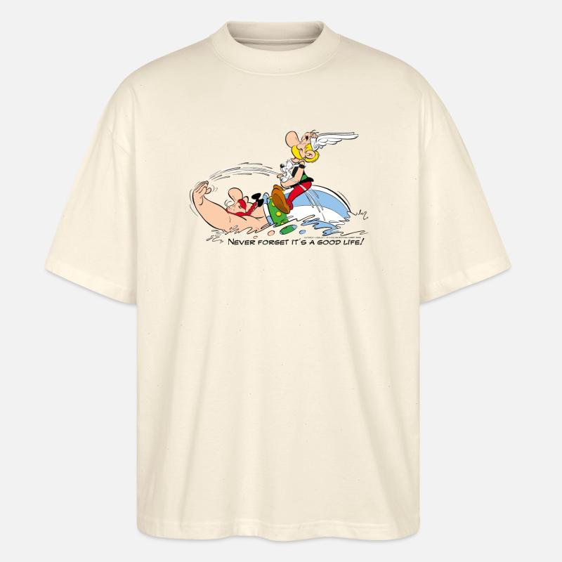 Asterix & Obelix - Never Forget It's A Good Life! - Camiseta Oversize Ecológica Unisex Stanley/Stella Blaster 2.0 - ecru suave