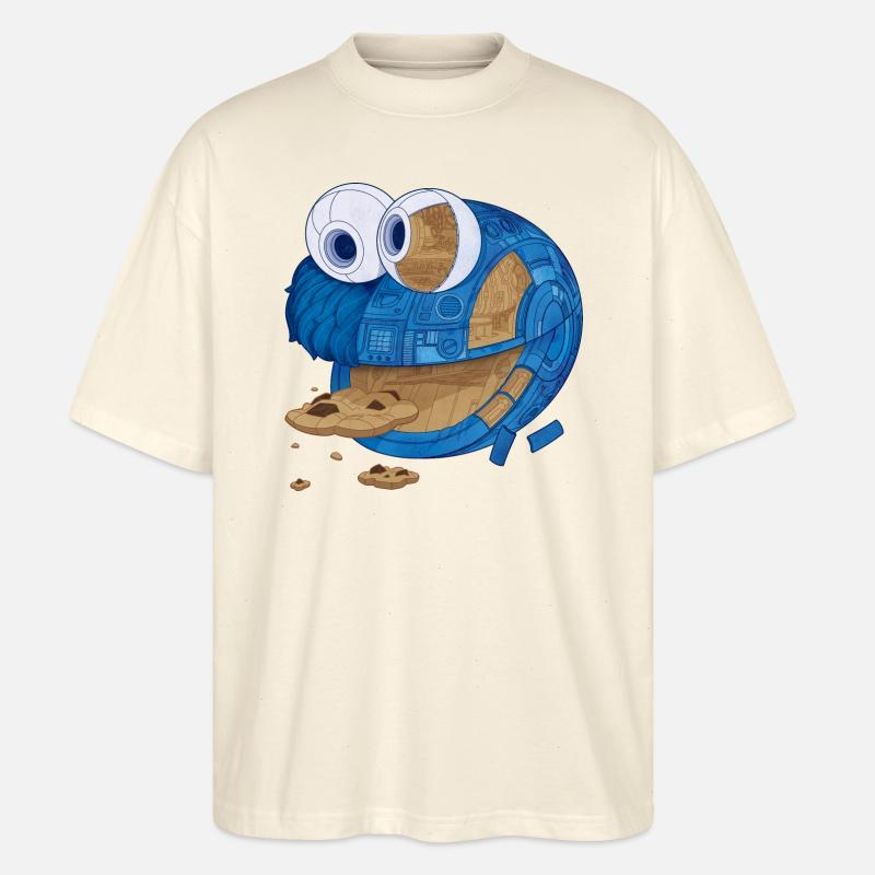Sesamstraße Krümelmonster Maschine - Stanley/Stella Oversized Unisex Bio T-Shirt Blaster 2.0 - Natur