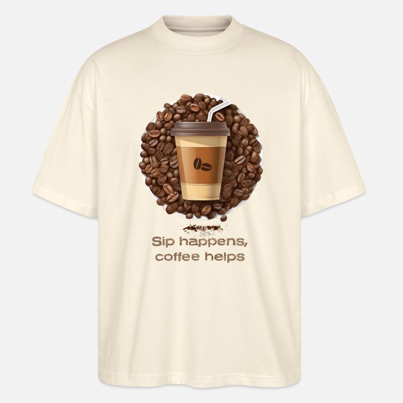 Coffee Helps - Stanley/Stella Oversized Unisex Bio T-Shirt Blaster 2.0 - Natur
