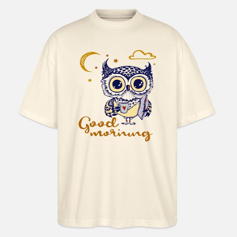 good morning, Eule - Stanley/Stella Oversized Unisex Bio T-Shirt Blaster 2.0 - Natur