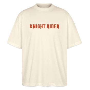 Knight Rider Logo - Stanley/Stella Oversized Unisex Bio T-Shirt Blaster 2.0 - Natur - Vorne - Alina (178cm) & Michal (187cm)