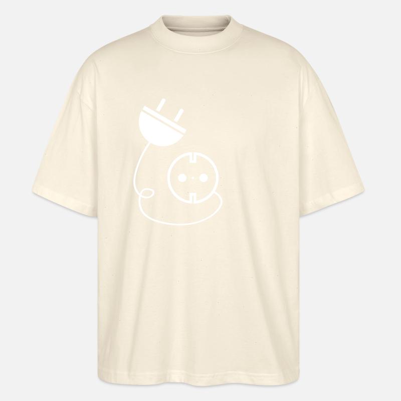 Steckdose Logo Strom Elektriker - Stanley/Stella Oversized Unisex Bio T-Shirt Blaster 2.0 - Natur