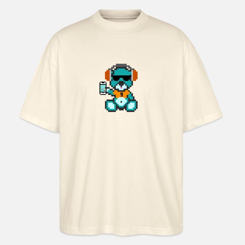 Pixel Bär Geek - Stanley/Stella Oversized Unisex Bio T-Shirt Blaster 2.0 - Natur