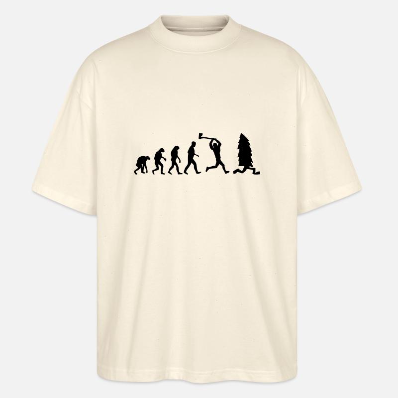 lumberjack evolution fun - Stanley/Stella Oversized Unisex Organic T-shirt Blaster 2.0 - soft Ecru