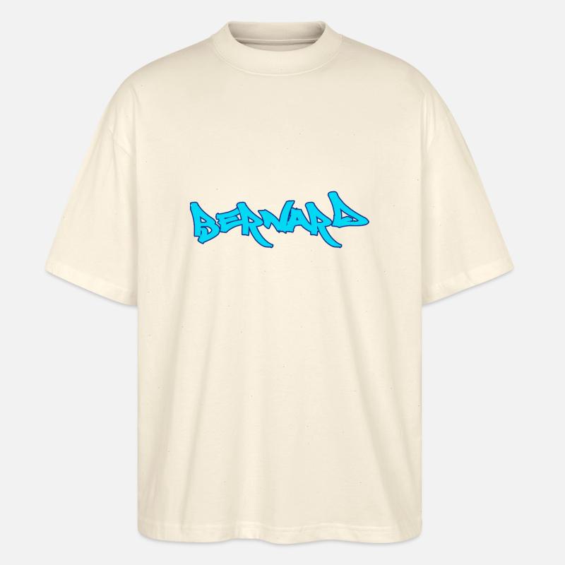 Bernard graffiti texte turquoise - T-shirt bio Blaster 2.0 coupe oversize Stanley/Stella Unisexe - écru doux
