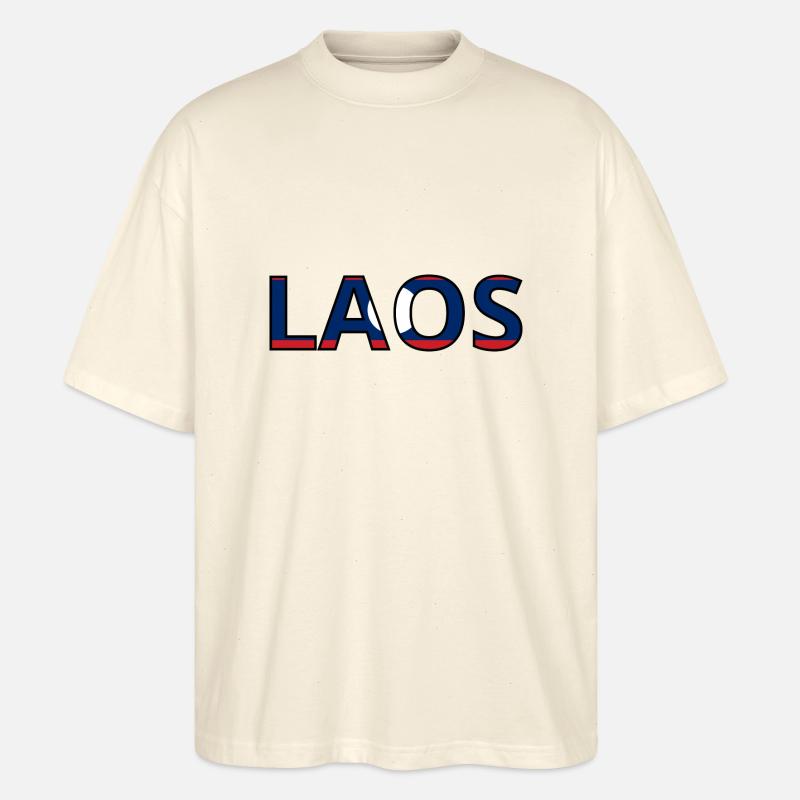 Flagge von Laos - Stanley/Stella Oversized Unisex Bio T-Shirt Blaster 2.0 - Natur