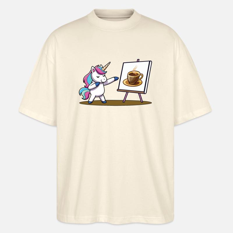 Kaffee - Einhorn - Stanley/Stella Oversized Unisex Bio T-Shirt Blaster 2.0 - Natur