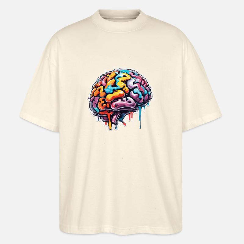 Cerveau / Connaissance / Intelligence / Intelligent / Pensée - T-shirt bio Blaster 2.0 coupe oversize Stanley/Stella Unisexe - écru doux
