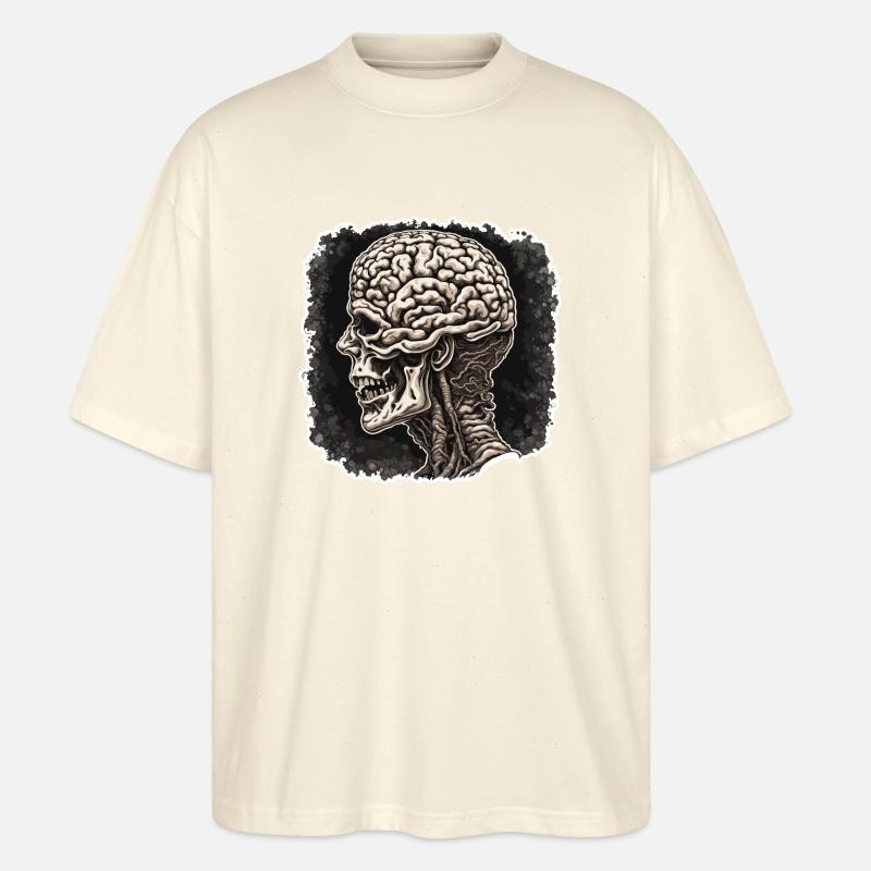 Brain / Knowledge / Intelligence / Clever / Thinking - Stanley/Stella Oversized Unisex Organic T-shirt Blaster 2.0 - soft Ecru