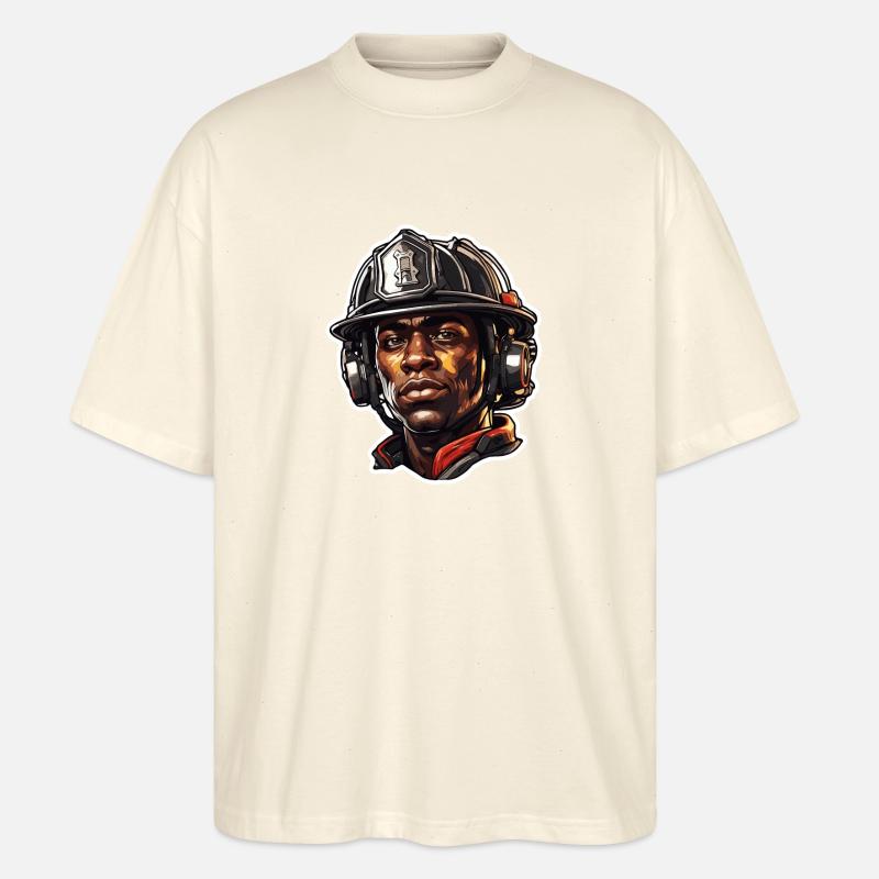 Firefighter / Fire / Fire / Extinguish / Hero - Stanley/Stella Oversized Unisex Organic T-shirt Blaster 2.0 - soft Ecru